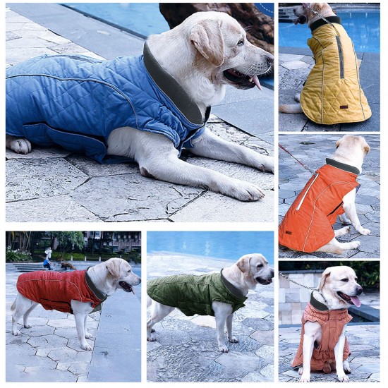 Dog Winter Jacket Padded Reflective Warm Quilted Outdoor Pet Vest