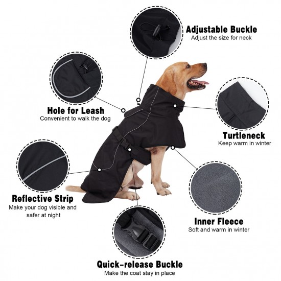 Dog Winter Coat Waterproof Reflective Warm Fleece Jacket for Dog