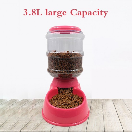 Automatic Pet Water Food Dispenser 3.8L Large Capacity Self-Dispensing Gravity Pet Feeder Waterer Cat Dog Feeding Bowl Drinking Water/Automatic Feeding Pet Supplies 1#