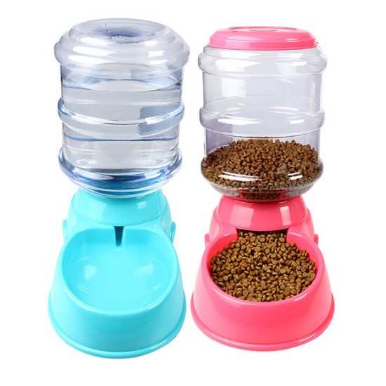 Automatic Pet Water Food Dispenser 3.8L Large Capacity Self-Dispensing Gravity Pet Feeder Waterer Cat Dog Feeding Bowl Drinking Water/Automatic Feeding Pet Supplies 1#