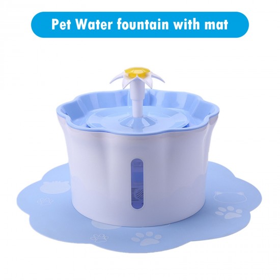 2.6L Automatic Pet Water Fountain Silent Drinking Electric Water Dispenser Feeder Bowl for Cats Dogs Multiple Pets with 1 Mat