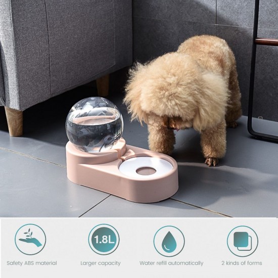 Dogs Pets Cats Water and Food Bowls with Automatic Water Dispenser Double Bowl 1.8L Anti-Wet Mouth