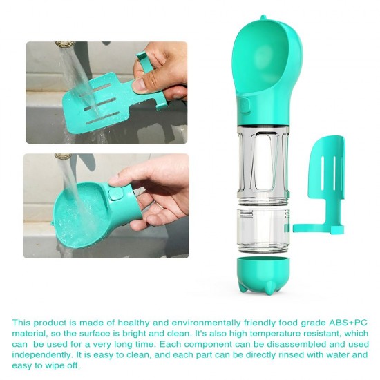 Dog Water Bottle for Walking Portable Pet Travel Water Dispenser Multi-Functional Water Cup Food Box with Poop Shovel