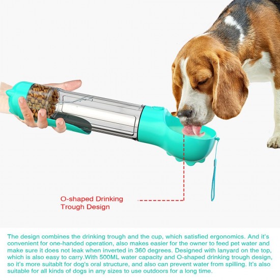 Pet Water Bottle for Walking Outdoor Portable Dog Travel Water Bottle with Food Container Combo Pet Water bottle 500ML Detachable for Drinking and Eating Suitable for Cats and Puppy