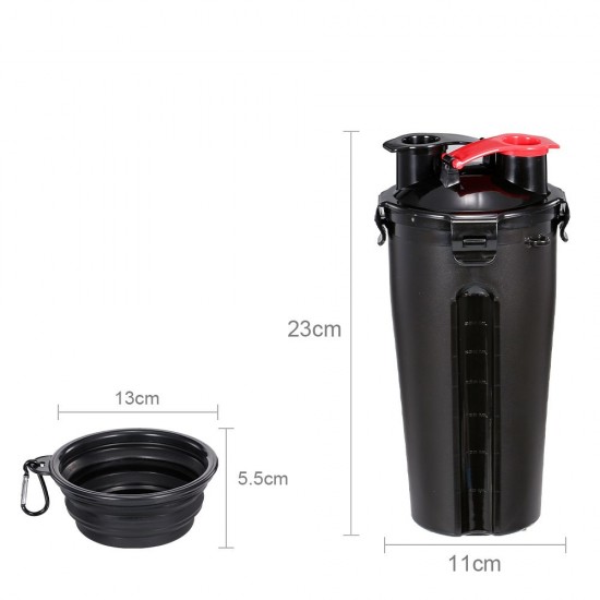 Dog Water Bottle for Walking 2 in 1 Travel Water Bottle with Collapsible Bowl Portable Water Dispenser Food Container for Hiking Parking Outdoor