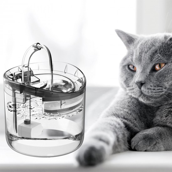 Cat Water Fountain Dog Water Dispenser 1.8L Super Quiet Automatic Pet Drinking Fountain with Faucet Transparent Design