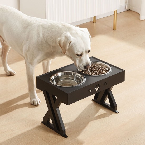 Adjustable Elevated Dog Bowl Table with Double Stainless Steel Bowl Raised Dogs Stand for Cat Pet Antislip Detachable Water Feeder