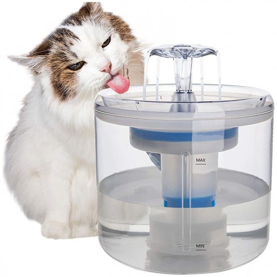 Cat Water Fountain 2.6L/88oz Pet Water Fountain Transparent Automatic Cat Water Dispenser Silent Drinking for Cats Dogs Multiple Pets