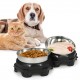 2PCS Elevated Pet Food Dish Raised Dog Bowl Detachable Washable 5.5 Inches Bowl Anti-slip Silione Mat Design for Home Daily Feeding Use