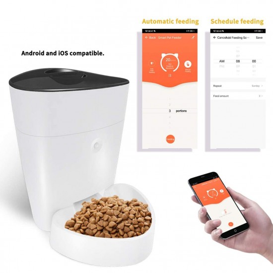 Automatic Pet Feeder Smart Pet Feeder Wi-Fi Dog Cat Food Dispenser Remote Control Pet Feeder Programmable Timer Up to 8 Meals Per Day for Dogs Cats Small Medium Large Pets