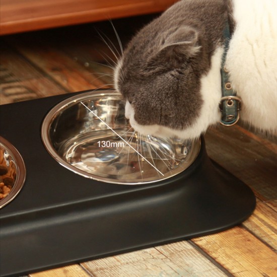 Stainless Steel Pet Bowl with Rubber Base, 15 Degree Tilt Raised Non-Slip Feeder for Small/Medium/Large Dogs, Perfect for Pet Feeding Bowls and Water Bowls