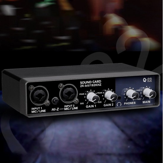 Portable Audio Interface USB Sound Card Mic Preamplifier Computers Recording Tuning Digital Mixing Equipment