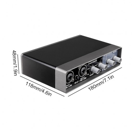 Portable Audio Interface USB Sound Card Mic Preamplifier Computers Recording Tuning Digital Mixing Equipment