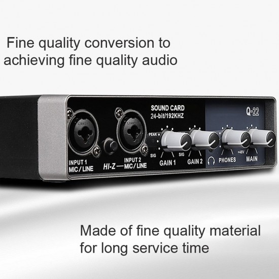 Portable Audio Interface USB Sound Card Mic Preamplifier Computers Recording Tuning Digital Mixing Equipment