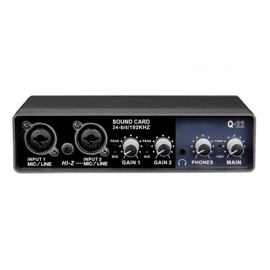 Portable Audio Interface USB Sound Card Mic Preamplifier Computers Recording Tuning Digital Mixing Equipment