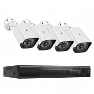 Security Cameras System 4CH 1080P WiFi Surveillance DVR Kit with 4 Weatherproof IP67 2.0MP IP Network Cameras 98ft IR-cut Night Vision P2P Remote Access US Plug