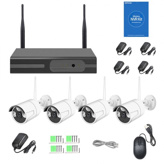 8CH NVR Wireless NVR Kit Security Surveillance System + 4Pcs 2MP 1080P WIFI Home Security Camera Night Vision P2P Motion Detection Alarm Trigger US Plug