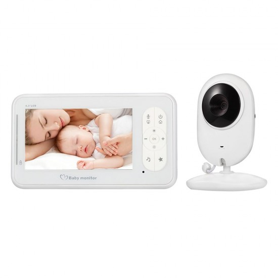 4.3inch Wireless Video Baby Monitor 2 Way Talk Baby Monitor with Camera Support 4 Cameras VOX Mode Temperature Monitoring IR Night Vision Baby Nanny Security Camera