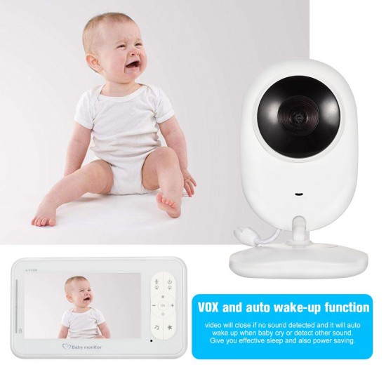 4.3inch Wireless Video Baby Monitor 2 Way Talk Baby Monitor with Camera Support 4 Cameras VOX Mode Temperature Monitoring IR Night Vision Baby Nanny Security Camera