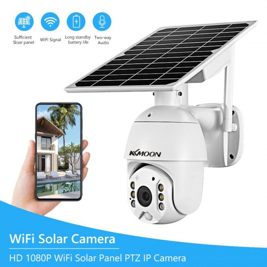 1080P Wireless Solar Panel Security Camera Outdoor Waterproof Surveillance Camera with Full Color Night Vision Support PIR Human Detection,Two Way Audio,Remote Access Battery,Battery Not Include Battery