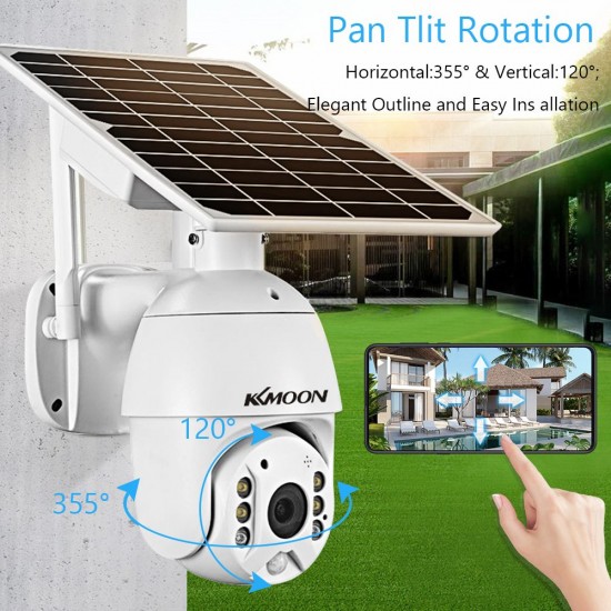 1080P Wireless Solar Panel Security Camera Outdoor Waterproof Surveillance Camera with Full Color Night Vision Support PIR Human Detection,Two Way Audio,Remote Access Battery,Battery Not Include Battery