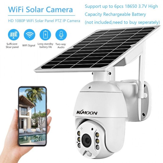 1080P Wireless Solar Panel Security Camera Outdoor Waterproof Surveillance Camera with Full Color Night Vision Support PIR Human Detection,Two Way Audio,Remote Access Battery,Battery Not Include Battery