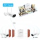 Wireless Security Camera System 4 Channel Wireless Surveillance NVR with 2pcs 3MP Super High Definition WiFi IP Camera support night vision,motion detection,alarm push,IP66 Waterproof