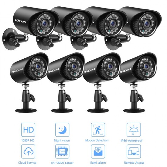 8pcs Full High Definition 1080P 2MP Security Analog Cameras Outdoor Weatherproof CCTV Surveillance Camera With Infrared Night Vision Motion Detection NTSC System