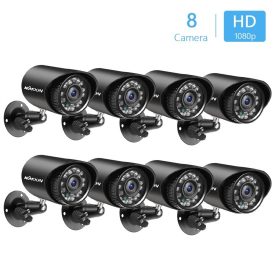 8pcs Full High Definition 1080P 2MP Security Analog Cameras Outdoor Weatherproof CCTV Surveillance Camera With Infrared Night Vision Motion Detection NTSC System