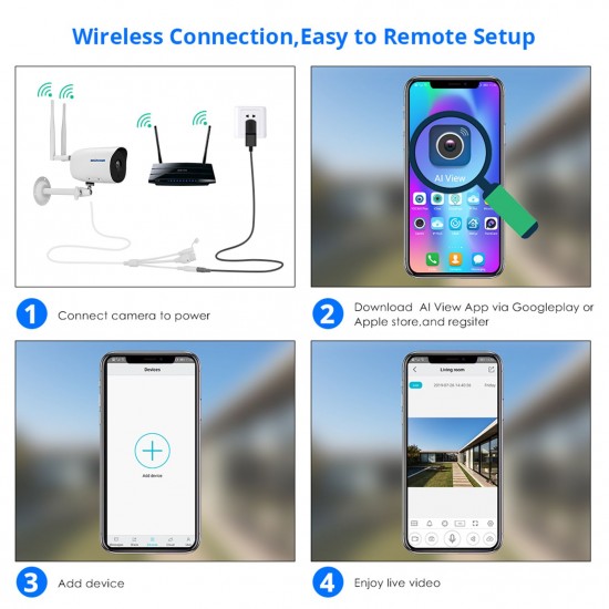 4MP High Definition Wireless Security Camera WiFi Surveillance Camera with IP66 Weatherproof Motion Detection Night Vision Two-Way Audio