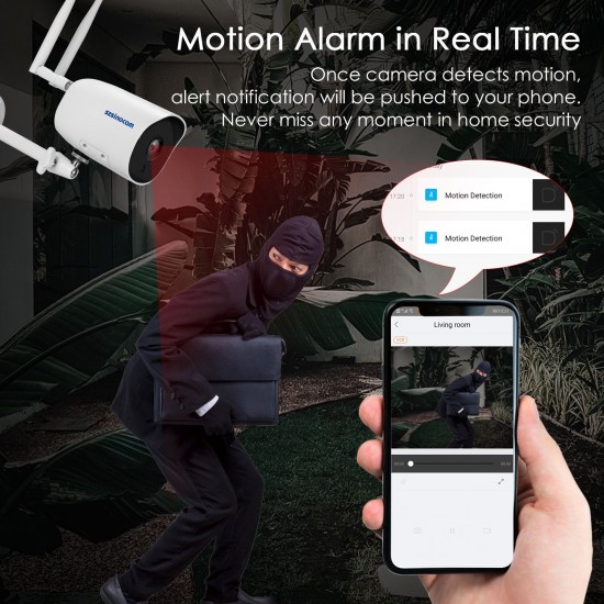 4MP High Definition Wireless Security Camera WiFi Surveillance Camera with IP66 Weatherproof Motion Detection Night Vision Two-Way Audio