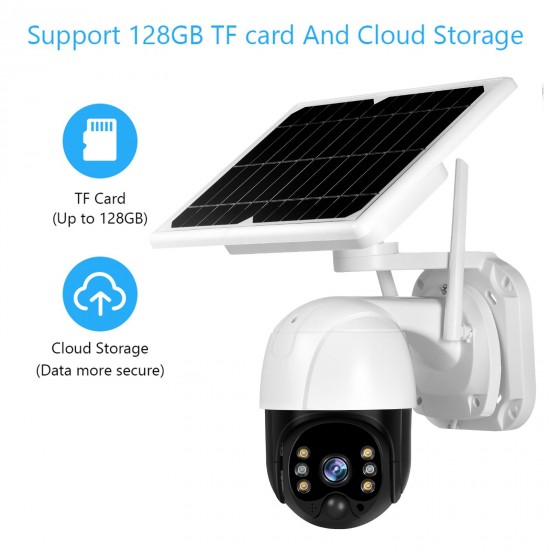 Wireless Solar Panel Security Camera, 3MP Outdoor Surveillance Rechargeable Battery Camera, Night Vision, PIR Motion Detection, IP66 Waterproof,  2-Way Audio