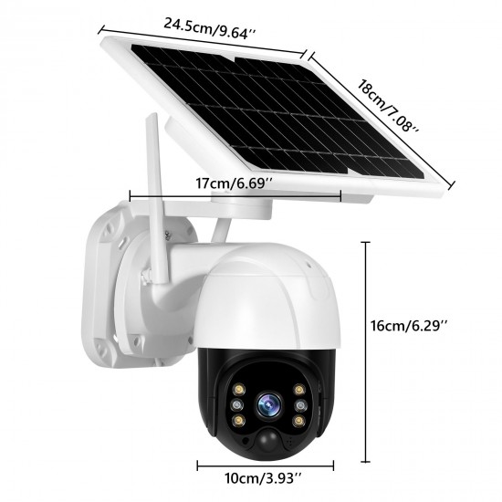 Wireless Solar Panel Security Camera, 3MP Outdoor Surveillance Rechargeable Battery Camera, Night Vision, PIR Motion Detection, IP66 Waterproof,  2-Way Audio