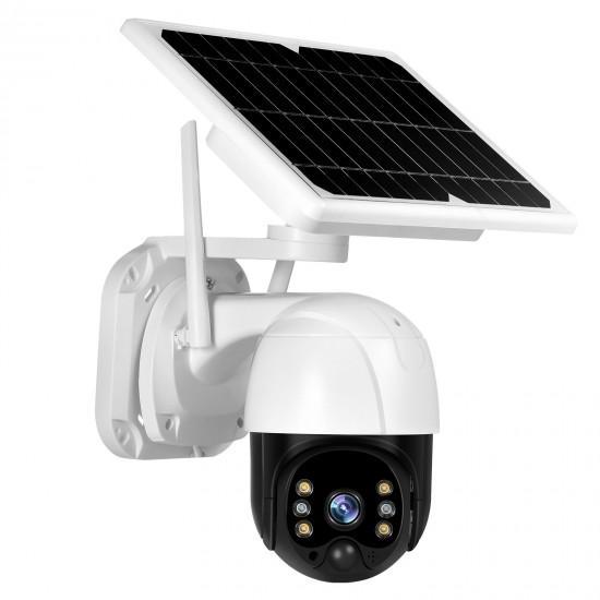 Wireless Solar Panel Security Camera, 3MP Outdoor Surveillance Rechargeable Battery Camera, Night Vision, PIR Motion Detection, IP66 Waterproof,  2-Way Audio