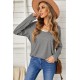 Gray Round Neck Loose Long Sleeve Top