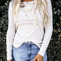 Lace Splicing Hollow Out Blouse