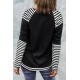 Christmas Graphic Print Striped Splicing Long Sleeve Top