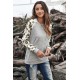 Gray Round Neck Leopard Long Sleeve Top