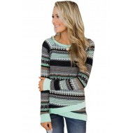 Mint Multi Striped Long Sleeve Top