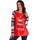 Red Letter Print Striped Long Sleeve T-shirt