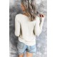 V Neck Drawstring Long Sleeve T-shirt