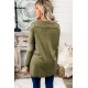 Green Waffle Elbow Patch Buttoned Long Sleeve Top