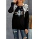 Aztec Animal Print Splicing Long Sleeve Top