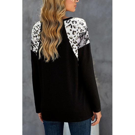 Aztec Animal Print Splicing Long Sleeve Top