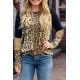 Leopard Striped Splicing Long Sleeve Tee