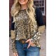 Leopard Striped Splicing Long Sleeve Tee