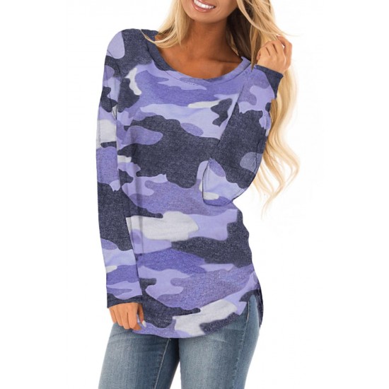 Blue Stand For Something Camo Knit Top