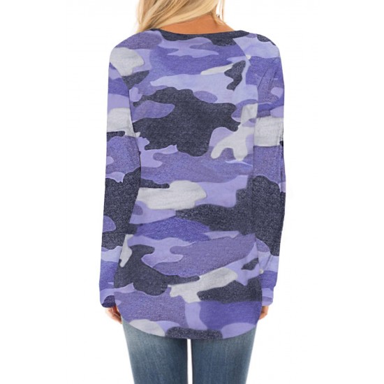 Blue Stand For Something Camo Knit Top