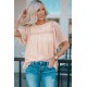 Apricot Flutter Sleeves Sheer Textured Babydoll Top