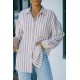 Khaki Striped Buttons Closure Long Sleeve Shirt